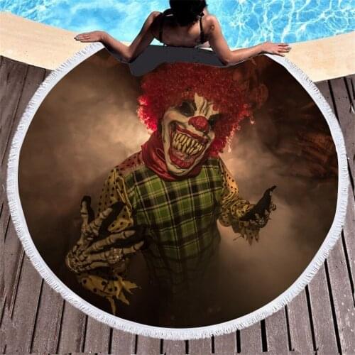 Modern Color Horror Clown Print Quick Dry Microfiber Beach Towel Beach Cushion For Swimming Personalized Beach Towels