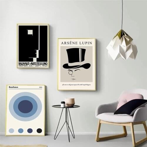 Modern Vintage Arsene Lupin Poster Abstract Geometric Canvas Painting Bauhaus Wall Art Print Pictures Bedroom Interior Decor