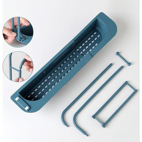 Telescopic Sink Shelf Adjustable Faucet Rack Dish Brushes Sponge Storage Shelves Sink Drain Basket Kitchen Sink Holder Rack