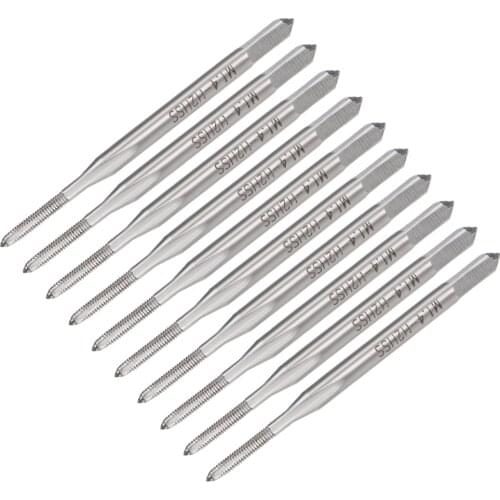 Uxcell Metric Machine Tap M1.4 Thread 0.3 Pitch 3 Straight Flutes H2 High Speed Steel 10pcs