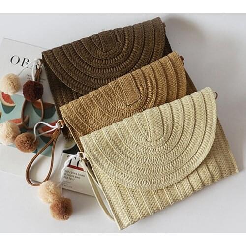 Durable Stylish Straw Braided Hasp Shoulder Bag Women Shoulder Bag Straw Braided for Travel