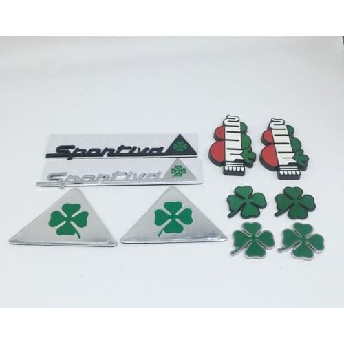 1-2pcs ALFA ROMEO SPORTIVA Quatrefoil delta Car Side Fender Emblem Rear Trunk Badge Sticker for 147 156 159 Giulietta Spider GT