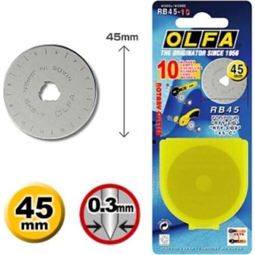 10-Pack OLFA RB45-10 45mm Tungsten Circular Replacement Rotary Cutter Spare Blades