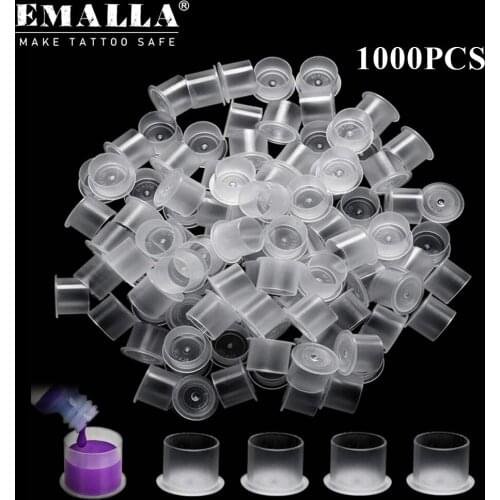 1000PCS Professional 17*14mm Tattoo Ink Cups Caps White Plastic Disposable Tattoo Pigment Ink Cups Caps With Base Free Shipping