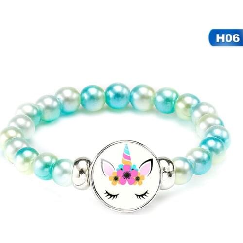 18mm Snap Holder Buttons Dome Cabochon Unicorn Charms Bracelet Jewelry Girls Women Boy Gift Trendy Unicorn Beads Bracelets