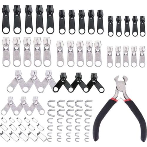 2021 New 85pcs/set Zipper Repair Kit Sewing Jacket Slider Install Plier Metal Lock Pull
