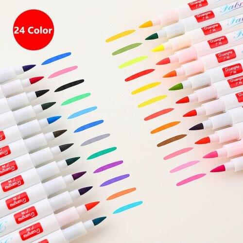 24 Colors Clothes Textile Marker Fabric Paint Pen DIY Crafts T-shirt Pigment Painting Pen School Home Stationery Graffiti Supply
