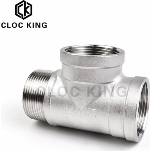 3/8” 1/2" 3/4" 1" 1-1/4“ Male+Female+Female Threaded 3 Way Tee T Pipe Fitting DN10-DN32 BSP Threaded SS304 Stainless Steel