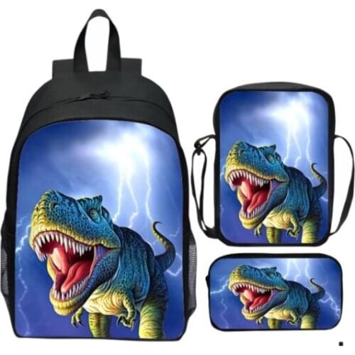 3 Pcs/Set Jurassic Park Backpack Students Kids Boys School Bags Teenage Men Bag Pack Primary Book Bags Mochila Gift