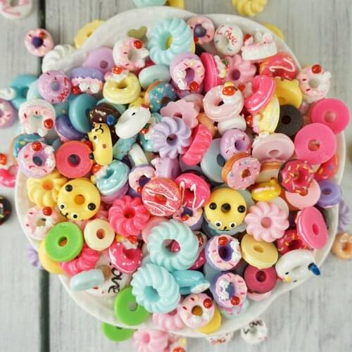 40pcs Cute Ice Cream Dessert Donuts Flat Back Resin Patches DIY Craft Supplies Phone Shell Decor Arts Kids Food Toy Accessories