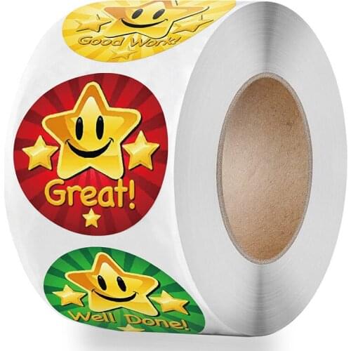 500pcs Children Reward Stickers Creative School Supplies Reward Cute Star Sticker 2.5cm Circle Kids Toy Stickers