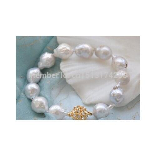 Free Shipping>>> 8" 13mm white almost round KESHI REBORN PEARL bracelet