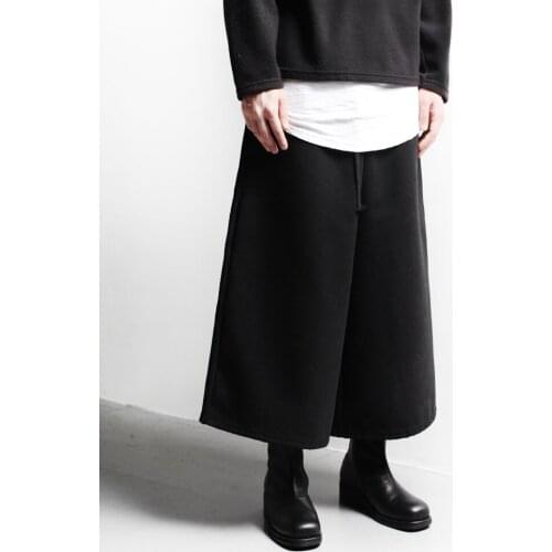 Spring and autumn mens trousers new trend hip hop casual slacks mens Velvet wide leg pants Capri Pants