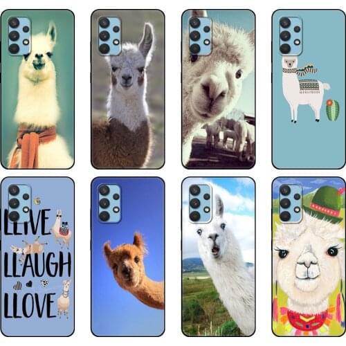 Black tpu Case For Samsung galaxy A32 A42 A52 A72 4g 5g S21 PLUS ultra back cover cute Alpaca lovely