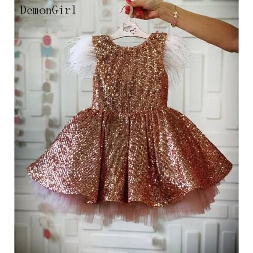Princess Kids Baby Dress For Girls Fancy Birthday Dress Sleeveless Sequins Party Baptism Dress For Girl Kid Size 9M-14Y