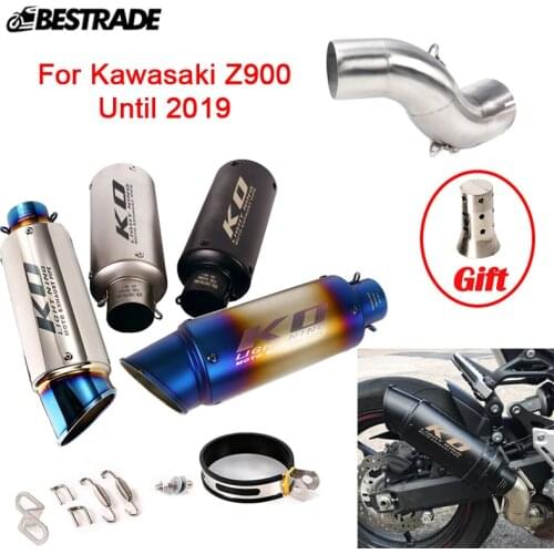 For Kawasaki Z900 Until 2019 Motorcycle Connecting Exhaust Mid Link Pipe Slip On 51mm Muffler Tips Silencer Tube With DB Killer