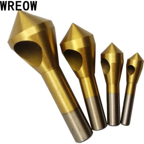 4pcs Chamfer HSS Countersink Deburring Drill Bit Set Woodworking Mental Inclined Hole Saw Chamfering Cutting Tool
