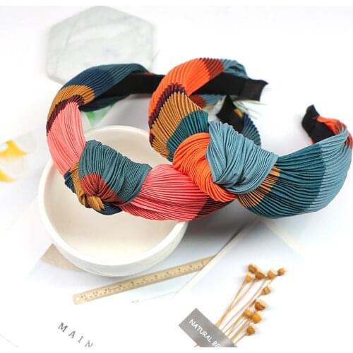 Geebro Wide Top Knot Hair Bands For Women Headdress Multicolor Stripe Headband Girl Hairband Make Up Hair Hoop Female Hairdress