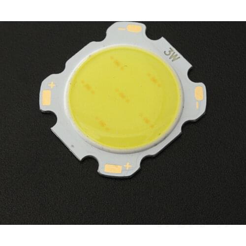 Jiguoor 3W White Round COB LED SMD Chip High Power Lights Lamp Bulb 6000-6500k 28mm