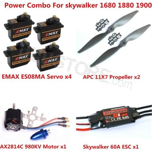 Power Combo Kit For Skywalker 1680 1830 1880 1900 EPO RC Airplane Motor ESC Props and Servos