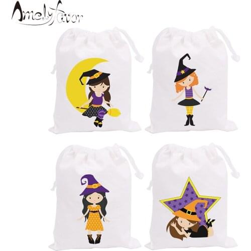 Halloween Theme Party Favor Bags Series 3 Girls Witches Treat or Trick Candy Bags Gift Bags Party Container Supplies