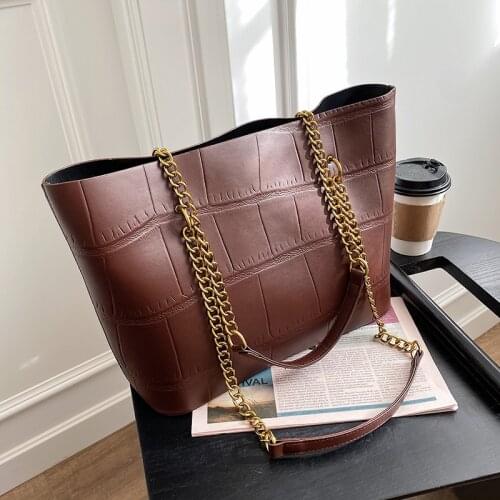 Fashion Large Capacity Tote Womens Shoulder Bag Brands Stone Pattern Chain Women Handbag and Purses Big Bags for Women 2021 New