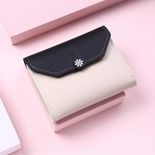 2021 New Women Wallets Printed Daisy Female Zipper Leather PU Mini Key Chain Ladies Small Card Holder Girls Coin Purse