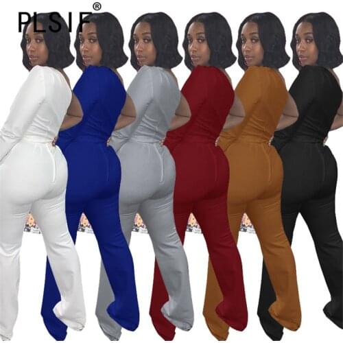 New Style Skew Collar Women Set Full Sleeve 2 Pieces Clothes Suit Solid Color Women Tracksuit Set