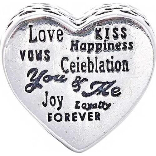 Original Openwork Celebration Love Heart Beads Fit 925 Sterling Silver Bead Charm Women Bracelet Bangle DIY Jewelry