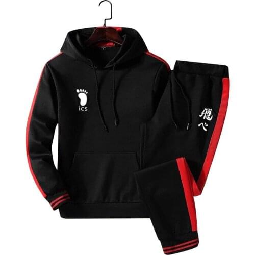 Autumn Winter Karasuno High School Hoodie Japan Anime Tracksuit Pants Men Sweat Haikyuu Cosplay Two Piece Women Sports Joggers