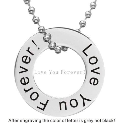 Personalized Engrave Name Round Donut Washer Blank Pendant Necklace Silver Color Rose Gold Tone