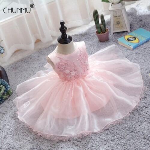 Toddler Baby Girl Dress Flower Dresses Baptism Girl Clothes Lace Embroidery Birthday Party Princess Tutu Dress