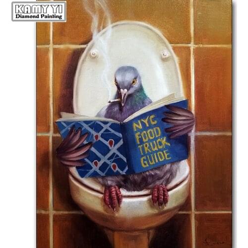 DIY Diamond Embroidery 5D Crystal Diamond Mosaic Animal Dove in Toilet Diamond Cross Stitch Rhinestone Art Gift YY
