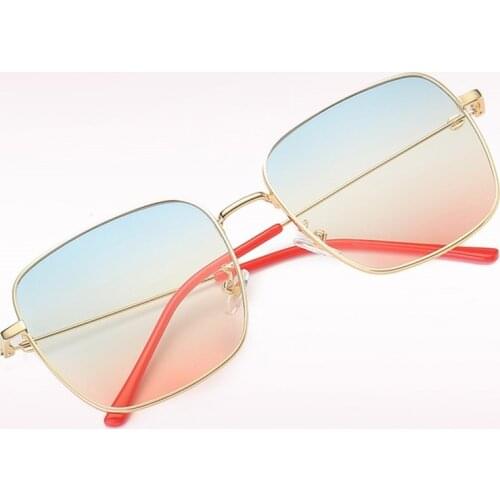 Gradient Square Sunglasses Blue Yellow Shades for Women 2020 New Vintage Metal Outdoor Men Steampunk Sun Glasses Driving Eyewear