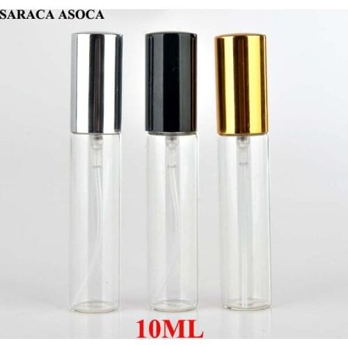 10ml Glass Perfume Bottles Sliver Gold Black Cap Transparent Spray Atomizer Glass Bottle