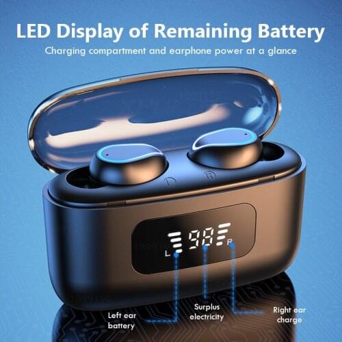 T1 TWS Bluetooth 5.0 Earbud Wireless Headphones 9D Stereo Touch Control Sport Waterproof Earphones With Microphone For Android