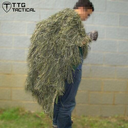 TTGTACTICAL Sniper Ghillie Poncho Camouflage Tactical Sniper Ghillie Cape Woodland & Desert