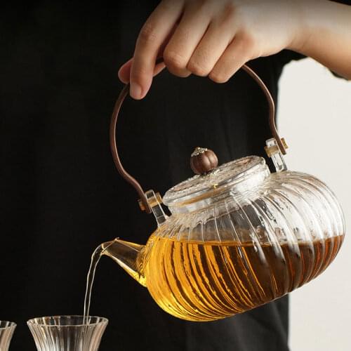 Heat-resistant Glass with Strainer Pumpkin Pot High Borosilicate Black Tea Brewing Device Beam Pot Tea Set 2020 New Glass Teapot