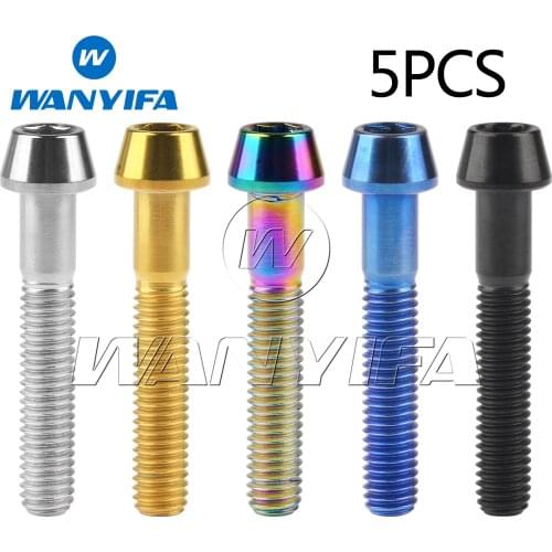 Wanyifa Titanium Bolts 5pcs M6x35mm Allen Key Taper Head Screw for Bicycle Headset Brake