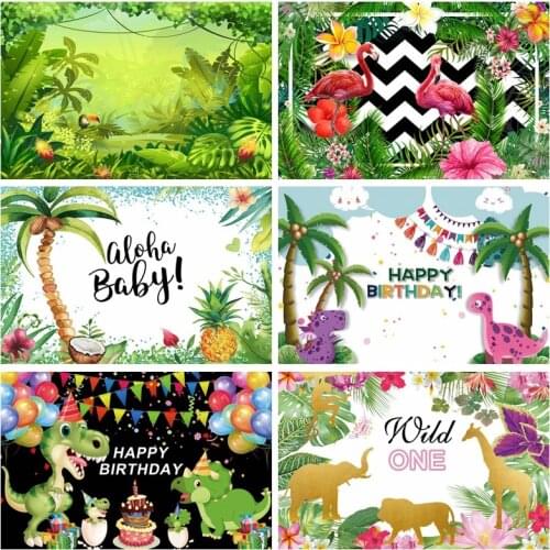 Tropical Jungle Forest Safari Wild One 1st Animal Safari Birthday Party Newborn Baby Backdrop Customized Photography Backgroun