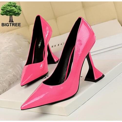 BIGTREE Shoes New Patent Leather Woman Pumps Fashion Women Shoes Banquet Shoes High Heels Spring Heeled Shoes Female Heels 2021