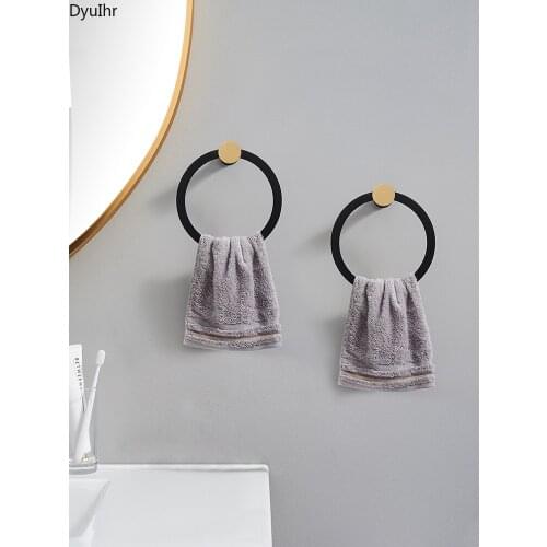 Towel rack ring free perforated ring towel hand towel Nordic creative golden bathroom towel ring ring gold DyuIhr