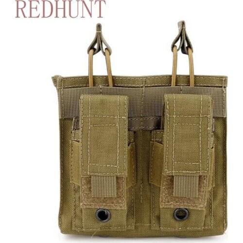 Military Double Magazine Pouch Tactical Molle Open Top Mag Pack Airsoft Hunting Equipment Rifle Carrier Holster for 9MM