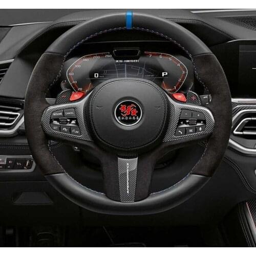 High-quality Suede Leather Hand Sewn Car Steering Wheel Cover for Bmw X7M X3M X4M Z4 Interior Accessories