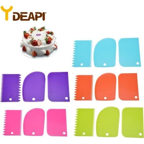 YDEAPI 3PCS Cream Scraper Irregular Teeth Edge Scraper Cake Decorating Fondant Pastry Cutters Baking Spatulas Smoother Tools