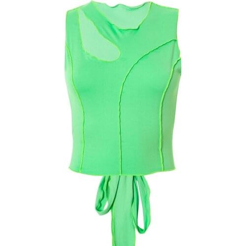 2021 Y2K Womens Tank Tops Bright Line Vintage Sleeveless Vest Hollow Out Fashion Aesthetic Beach Harajuku Streetwear For Summer