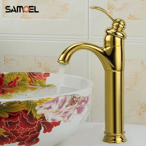 Single Handle Antique Golden Kitchen Basin Mixer Taps Single Hole Tall Sink Faucet G1056