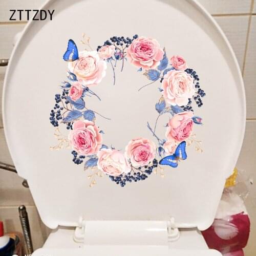 ZTTZDY 23.5×23CM Rose Atitching Garland Modern Art Living Room Wall Stickers Home WC Toilet Decor T2-1299