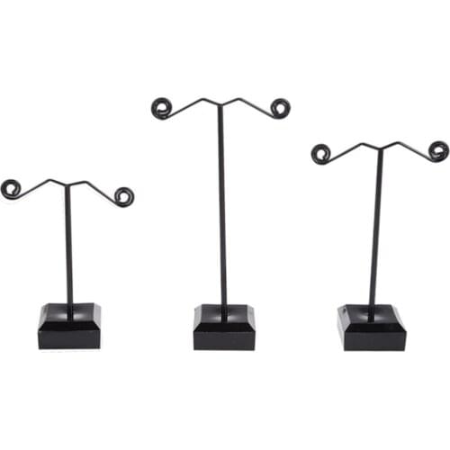 3 Pcs Black Acrylic Metal Earrings Holder Earrings Organizer Jewelry Display Stand T Stand for Stud Dangle Hoop Earrings