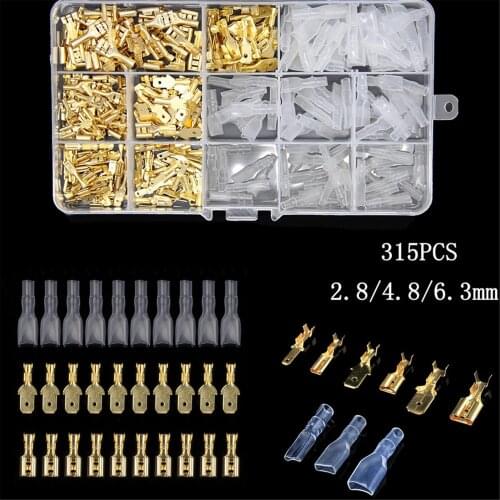 315Pcs 2.8/4.8/6.3mm Insulated Male Female Wire Connector Electrical Wire Crimp Terminals Spade Connectors Assorted Kit